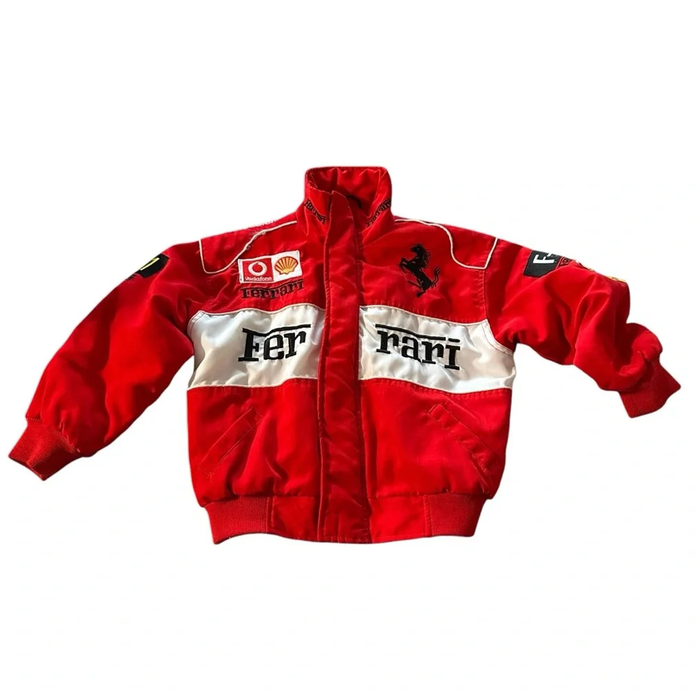 Ferrari boys size Small Vintage Red jacket with patches and embroidery